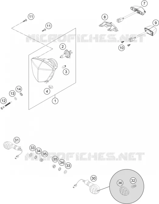 KOPLAMP / ACHTERLICHT