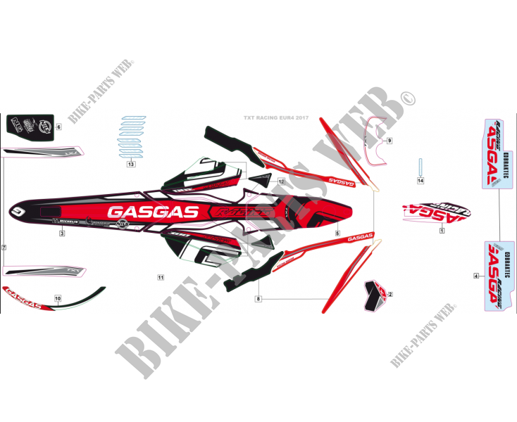 STICKERS KIT voor GASGAS TXT RACING 125 E4 2018