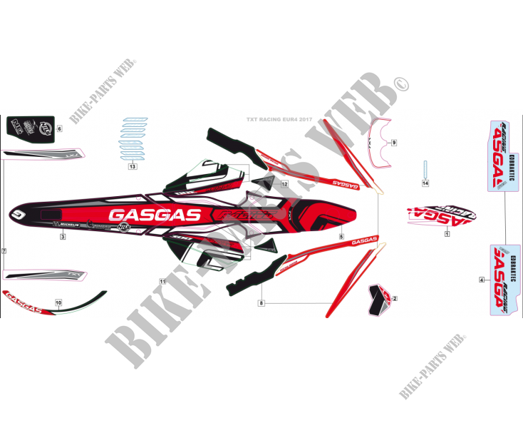 STICKERS KIT voor GASGAS TXT RACING 250 E4 2018