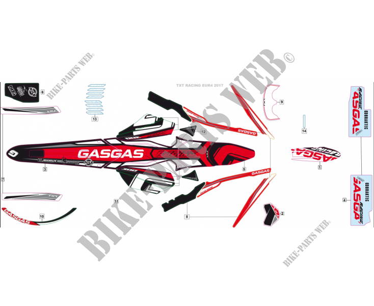 STICKERS KIT voor GASGAS TXT RACING 300 E4 2018